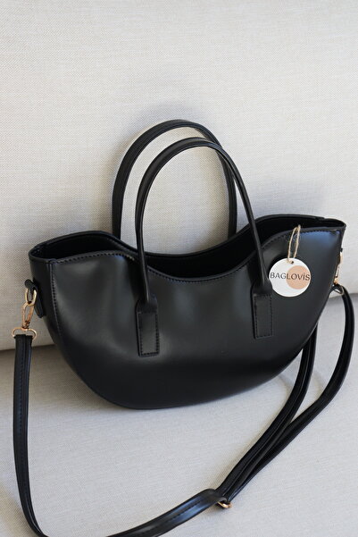 BAGLOVİS Half Moon Model Leather Hand and Shoulder Bag Women's Crossbody Shou...