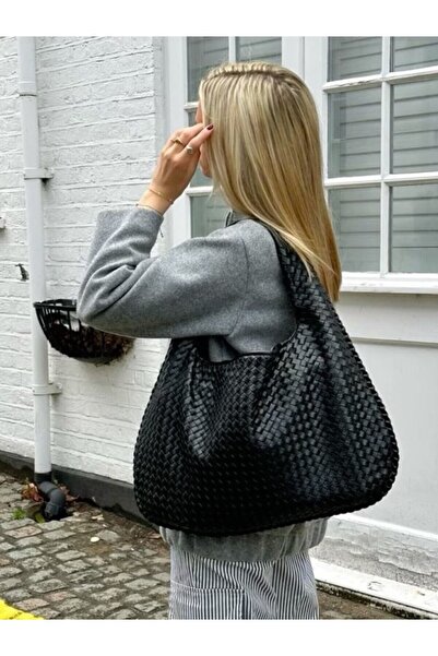 Rivina Caldera Women's Braided Pattern Large Size Tote Model Handbag and Shou...