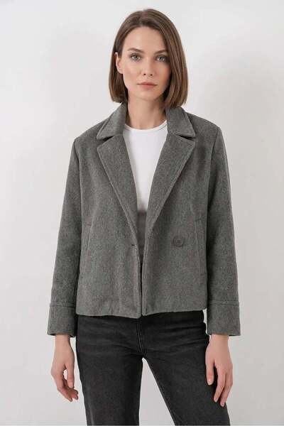 ALFA AKSESUAR 03 Women's Classic Collar Cotton Gray Jacket