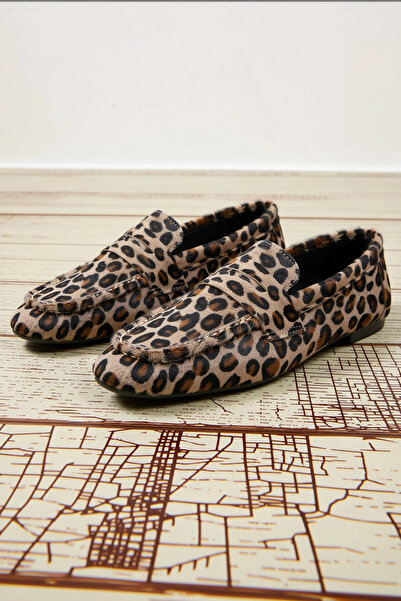 BENERLY Pantofi de damă din piele naturală cu imprimeu leopard, fără șireturi...