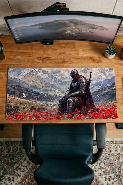 Halura Yalnız Şovalye 30x70 Desenli Dijital Baskılı Oyuncu Mousepad XXL Kayma...
