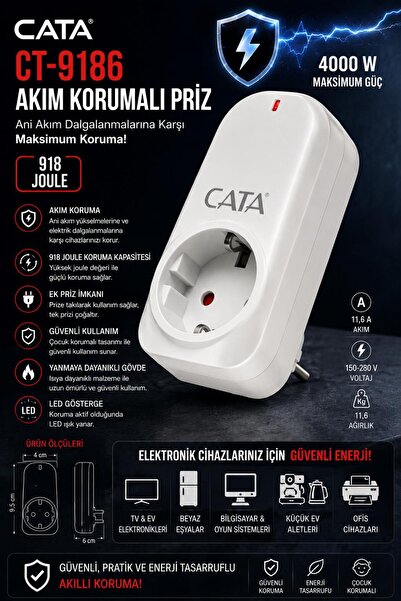 Cata CT-9186 AKIM KORUMALI PRİZ
