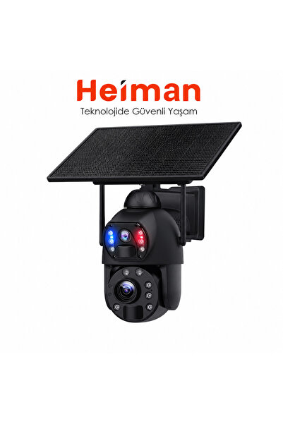 Heiman HM-872 6MP 36X Zoom Alarm Işıklı 2 Kameralı Solar PTZ 4G Sim Kartlı Ka...