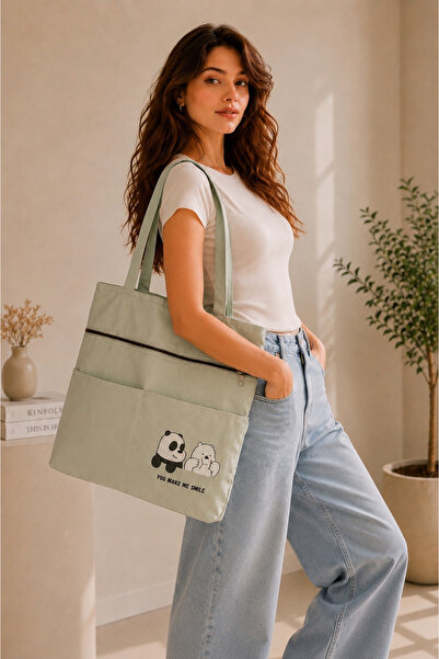 MILANOFOX Water Green Panda & Teddy Bear Printed Model - Multi-Compartment Pr...