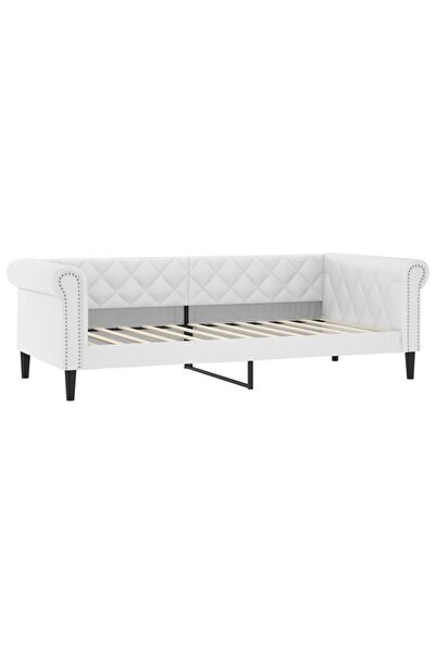 vidaxl Pat de zi, alb, 80x200 cm, piele ecologică