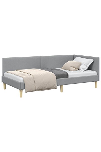 vidaxl Cadru de pat colțar cu headboard Gri deschis 90 cm x 190 cm