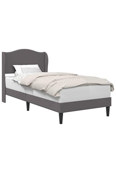 vidaxl Cadru de pat cu headboard Gri 90 x 190 cm Piele artificială