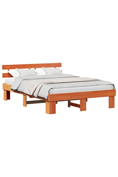vidaxl Cadru de pat Maroniu cerat 150 x 200 cm Lemn de pin masiv