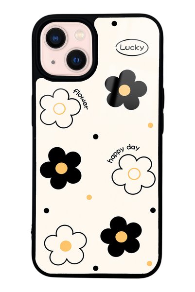 Spoyi iPhone 13 White Glossy Phone Case with Lucky Happy Day Design