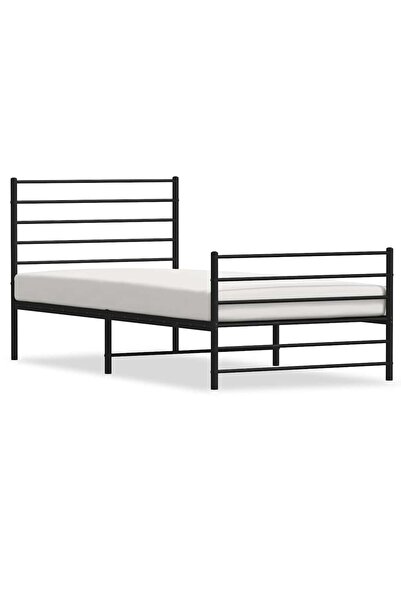 vidaxl Cadru pat metalic cu tăblii de cap/picioare, negru, 107x203 cm