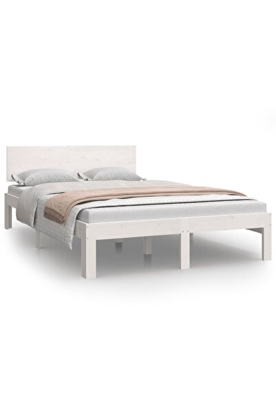 vidaxl Cadru de pat, alb, 120x200 cm, lemn masiv de pin