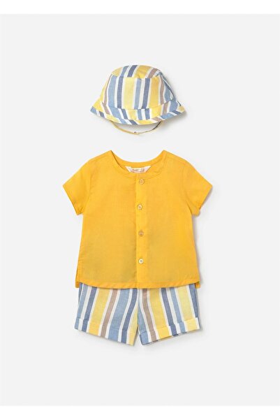 MAYORAL Baby Boy 3-Piece Hat, Shorts and Shirt Set Yellow 1283