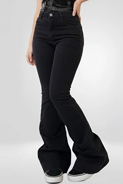 Karakedi Black Low Rise V-Cut Spanish Leg Pants