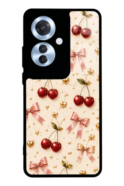 Spoyi Oppo Reno 11F Cherry Ribbon Luxury Design Glossy Phone Case