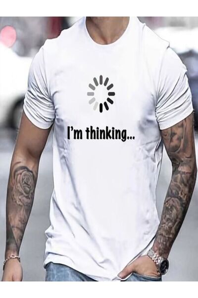 vorena I'M Thinking... Printed White Men's T-Shirt