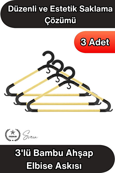 Svein # Hanger 3-Piece Bamboo Wood Clothes Hanger Adult Natural Wood Non-Slip...