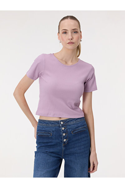ORSAY Tricou crop de damă, mov deschis, cu mânecă scurtă