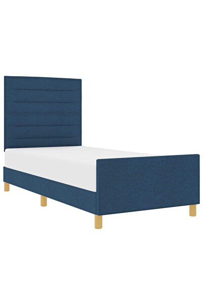 vidaxl Cadru de pat cu headboard albastru 90 x 200 cm țesătură