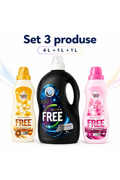 FREE Set 3 produse pentru rufe, Ultra Pro Black 4 L, Gold Heart 1 L, Pink Dre...