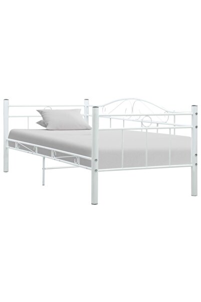 vidaxl Cadru pat de zi, alb, 90x200 cm, metal