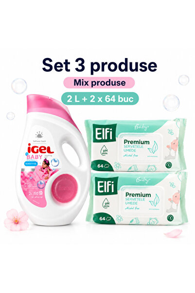 Igel Set Baby 3 Produse, Baby 2 L, 2x ELFI Baby 64 buc, pentru Rufe si Ingrij...
