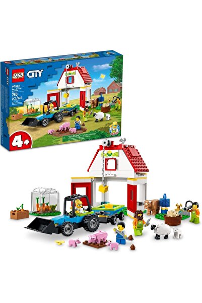 LEGO مجموعة بناء حظيرة المدينة وحيوانات المزرعة 60346؛ مجموعة ألعاب مزرعة غني...