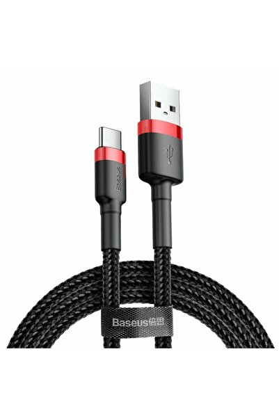 Baseus Cablu USB la USB-C Cafule, 2m, 3A, QC, Nailon, Roșu/Negru