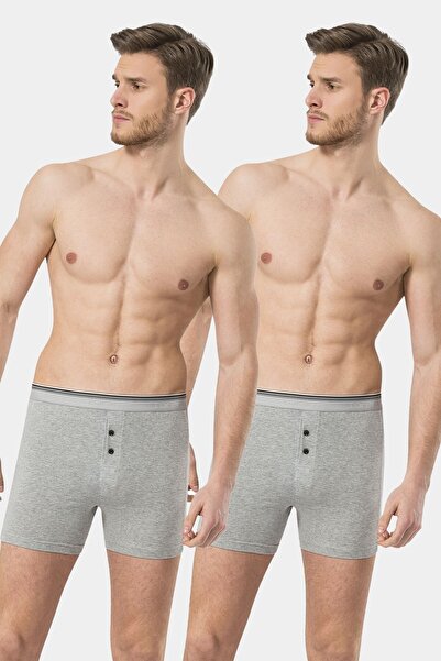 TÜREN Men's Lycra Buttoned Boxer 2-Pack, 95% Cotton, 5% Elastane
