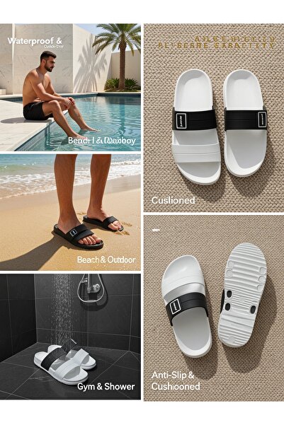 Khayrat Slipper Ultra-Lightweight Men's EVA Sport Slides - Comfort Double Str...