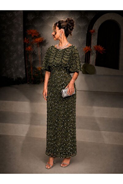 Jood Ruffled Sequin Embroidered Dress