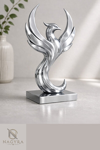 nagyra Anka Kuşu (Phoenix) Dekoratif Biblo Gümüş Gri 3D PLA Baskı 14x10 cm | ...