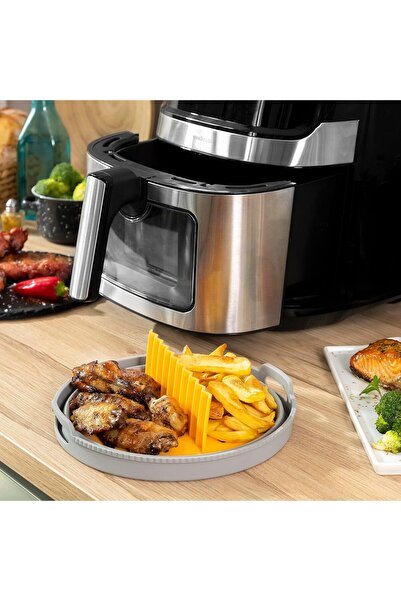 InnovaGoods Coș din silicon pliabil pentru Air Fryer cu separator – antiadere...