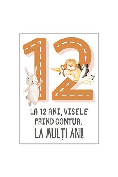 OEM Felicitare aniversară 13x18 cm cu plic, 12 ani