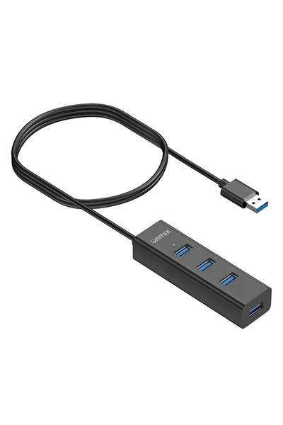 Unitek Hub USB-A 3.1 negru, cu 4 porturi, 5Gbps, cu cablu de 120cm