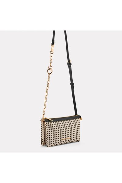 Black Ribbon Noa Women's Shoulder Bag - Handbag with Strap and Charm