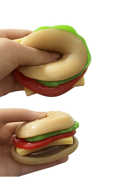 Needoh DIY 6 Layer Hamburger Block Squishy Squeeze Toy – Fidget Stress Ball for Kids & Adults | Soft Sensory Decompression Toy for Anxiety Relief & Study Focus