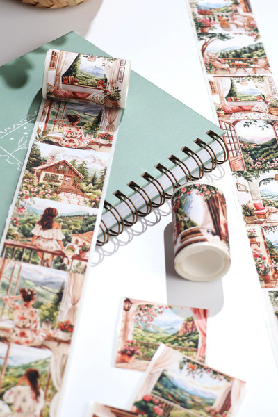 Hume Craft 2 Meter Mountain House View Washi Tape / Washitape / Bullet Journa...