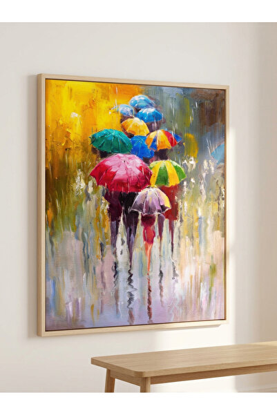 bestablo Umbrele colorate abstracte |   Tablou din lemn înrămat |   Decor pen...