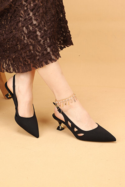 Nilsa Shoes Women's Short Heeled Satin Evening Dress Shoes High Heels
