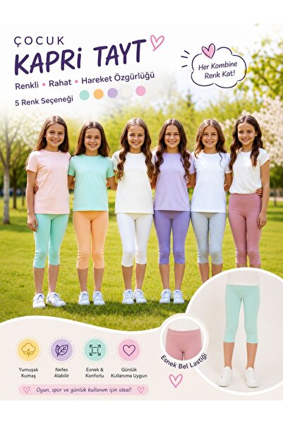QULAT 6’lı Ekonomik Paket – Rengarenk Çocuk Kapri Tayt