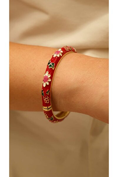 Jerie Colorful Enamel Floral Handcuff Bracelet
