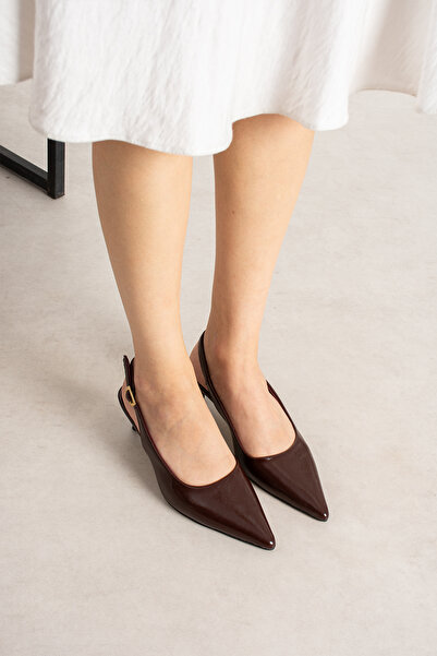 es exello Bella Open Back 4 cm Burgundy Stiletto