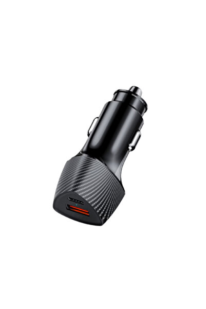 lemontti Încărcător auto 48W, 2 porturi: USB-C PD 30W + USB-A QC 3.0, Negru