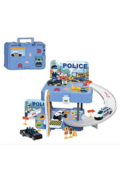 Toybox Portable Police Station Playset, Suitcase Garage Parking Lot Toy with ...