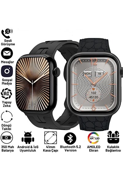 TECHNOTOWN Watch10+ Mini Plus 41mm AMOLED Akıllı Saat – 2GB Depolama, Müzik &...