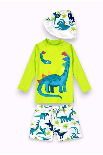 mirkidsclub Boys' Long Sleeve Swimsuit Set with Hat Uv Protection Sea Pool Sw...