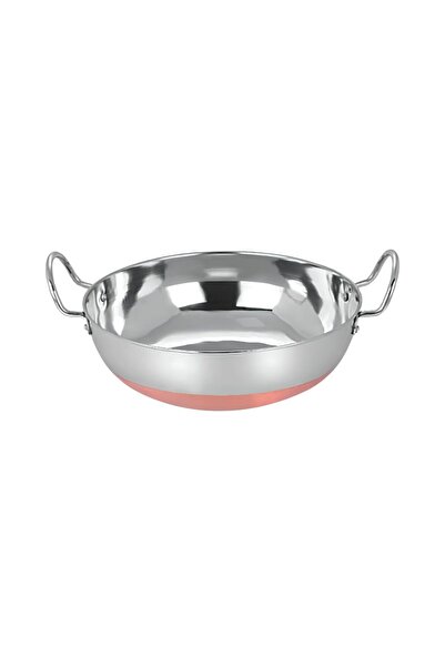 Blackstone Stainless Steel Kadai with Copper Base 29 cm 2.5 L Gas Compatible Silver with Steel Handles