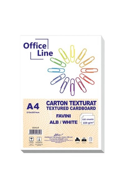 Favini Textured Cardboard A4 220gr WHITE top.100