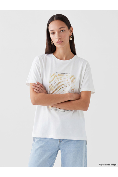 LC Waikiki Tricou de damă imprimat, 100% bumbac