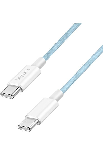 LogiLink Cablu USB 2.0 Tip-C C/M > C/M, Nailon, 60W, albastru, 1m